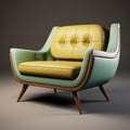 Retro Style Green Leather Chair With Meticulous Detailing