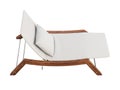 Modern chaise lounge with fabric upholstery and wooden base. 3d render