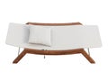 Modern chaise lounge with fabric upholstery and wooden base. 3d render