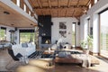 Modern chalet interior. Royalty Free Stock Photo