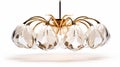 Modern Chandelier: Gold Crystal Drop Hanging Lamp With High Detail