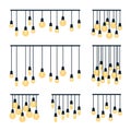 Modern chandeliers in flat cartoon style. Vector illustration isolated on white background