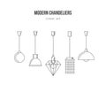 Modern chandeliers - linear set.