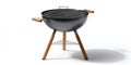 The modern charcoal grill with sleek design and wooden handles. AI generated image Royalty Free Stock Photo