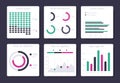 Modern chart diagrams. Financial analysis charts dashboard. Website ui interface templates flat vector illustration set