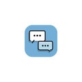 Modern Chat Icon on Blue Square Background Royalty Free Stock Photo