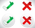 Modern Check Mark Icons, tick and cross with thumbs up and down