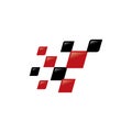 modern checkered flag logo template. Race flag vector icon symbol Royalty Free Stock Photo