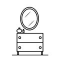 Modern chest of drawers mirror. Vintage retro design. Vector illustration. stock image.