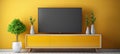 Modern Chest of Drawers with tv in Vibrant yellow color