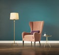 Modern chic classic interior with wing back armchair