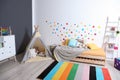 Modern child room interior with bed Royalty Free Stock Photo