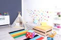 Modern child room interior with bed Royalty Free Stock Photo