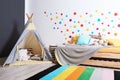 Modern child room interior with bed Royalty Free Stock Photo