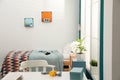 Modern child room interior with bed near window Royalty Free Stock Photo