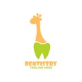 Modern children`s dentistry and giraffe logo.