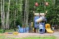 Modern children`s playground in Moscow suburbs.