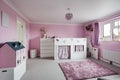 Modern childs pink bedroom with bunkbed