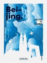 China Beijing skyline city gradient vector poster