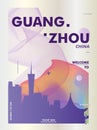 China Guangzhou skyline city gradient vector poster