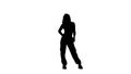 Portrait of female dancer. Attractive young woman black silhouette posing, dancing jazz funk dance , isolated on white Royalty Free Stock Photo