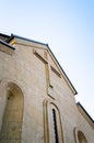 Modern christian church with a cross on the wall in Georgia Royalty Free Stock Photo