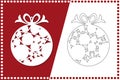 Modern Christmas ball. New Year`s Toy for laser cutting. Vector illustration Royalty Free Stock Photo