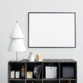 Modern Christmas interior with credenza, Scandinavian style. poster mock up. 3D illustration