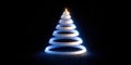 Modern Christmas tree constructed from white plastic rings on a plain background, ideal for holiday visuals. Royalty Free Stock Photo