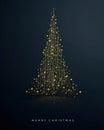 A modern Christmas tree design with golden lights on a dark background, spreading warmth and joy Royalty Free Stock Photo
