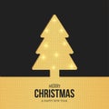 Modern Christmas Tree Silhouette Card With Gold Texture Vector Illustration