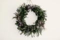 Modern Christmas wreath. stylish rustic christmas wreath with pi