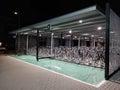 Bicycle shed at the railway station at night Royalty Free Stock Photo