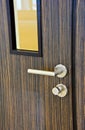 Modern chrome door handle on door