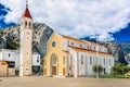 Modern church in old town Omis, Croatia.