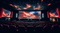 Modern Cinema In The Mountains With 3d Cinema Screen And Starry Sky