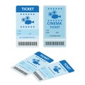 Modern cinema tickets isolated on write background. Entertainment Tickets. Icon for online booking of tickets. Modern