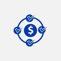 modern circle check dollar logo icon