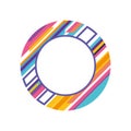 Modern circle frame multicolored and striped vector design