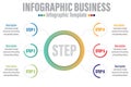 Modern Circle Timeline Infographics with 6 Steps and Six option. Chart diagram with project timeline, presentation vector
