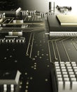 Modern circuit board 3d render Royalty Free Stock Photo