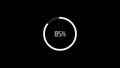 Modern circular progress bar indicator showing eighty five percent completion on black background Royalty Free Stock Photo