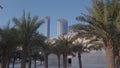 Modern city architecture and glass skyscrapers with unique camera movement - Abu Dhabi skyline from Qasr Al Hosn | World Trade Cen