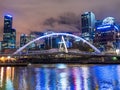 Bridge in Melbourne CBD over the Yarra River at night Royalty Free Stock Photo