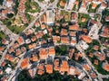 The modern city of Budva, from a bird`s-eye view, aerial photo from a drone, top view. Royalty Free Stock Photo