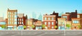 Modern city buildings flat vector background