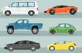 Modern city car isolated vector set