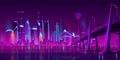 Night city futuristic landscape vector background Royalty Free Stock Photo