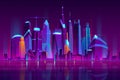 Night city futuristic landscape vector background Royalty Free Stock Photo