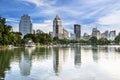 Modern city in a green environment, Suan Lum, Bangkok, Thailand. Royalty Free Stock Photo